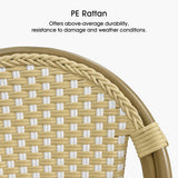 PURPLE LEAF Counter Bar Stools 25" Set of 2 French PE Rattan, Cream Yellow