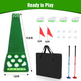 Golf Pong Game Set, Detachable Golf Pong Putting Mat with 8 Golf Balls, 2 Golf Cups & Flags (Green with Putter) KEMLDIVS