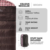 Teton Celsius Regular, 0 Degree Sleeping Bag, All Weather Bag for Adults and Kids Camping Made Easy and Warm Compression Sack Included
