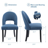 BONBEUR Upholstered Dining Chairs Set of 6, Mid Century Modern Kitchen Chairs with Solid Wood Legs & Linen Fabric Backrest for Dining Room and Farmhouse, Blue