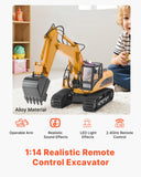 VEVOR Remote Control Excavator Toy 15 Channel 3 in 1 Remote Control Digger with Metal Shovel 1:14 Scale RC Excavator with Light & Sound Full Functional Construction Vehicles for Kids 2 Batteries
