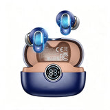 Rulbovs Wireless Earbuds Bluetooth 6.0, Bass Stereo Sound with ENC Noise Cancelling Mic, LED Power Display, IP7 Waterproof, 60H Playtime, Ergonomic in-Ear Earphones for Phone Sport Laptop-Blue/Orange