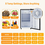 NEWBULIG Mini Fridge with Freezer 3.2 Cu.Ft Small Refrigerator for Office, Dorm, Small Fridge with Adjustable Thermostat, Energy Saving, Singel Door, Sliver