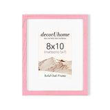 decorUhome Solid Oak Wood 8x10 Picture Frame, Display Pictures 5x7 with Mat or 8x10 without Mat, Wall & Tabletop Display Photo Frame, Pink, 1 Pack