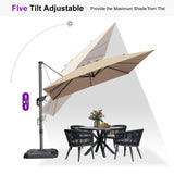 PURPLE LEAF Patio Outdoor Umbrella 9' x 9' Square All-Weather Tapue