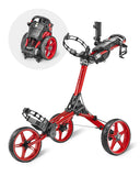 Caddytek Caddylite Compact 3 Wheel Golf Push Cart | One Click Folding Design, Smallest Folded Footprint, 32" Wide Wheelbase | Red Caddytek