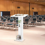 Podium Lectern, Pulpit for Churches with Double Shelves, Modern Plexiglass Pulpits Lectern with Cross Design for Classroom