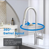 Gerber Parma Café Single Handle Kitchen Faucet with Pull-Down Sprayer – High Arc, Contemporary Style, Easy 1-Hole Install in Stainless Steel, D454058SS