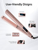ZM ZHEMEI Hair Straightener, 1 Inch Flat Iron Hair Straightener with LED Display, Professional PTC Ceramic Negative Ion Hair Iron Dual Voltage for Women Hair, Heats up to 446°F, 6 Temps (Rosegold)