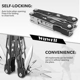 Wuwrll Multitool with Safety Locking,16-in-1 Multi Tool Stainless Steel Pocket Knife Set with Pliers, Upgrade Camping Tool Gifts for Men,for Survival, Camping, Hiking, Outdoor 10 Pcs