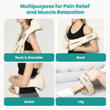 Nekteck Shiatsu Neck Massager with Heat for Pain Relief Deep Tissue, 2026 Upgraded 3D Back Shoulder Kneading Massage Pillow, Relaxation Gifts for Him Her Mom Dad Mother's Day, Beige (NOT Cordless)