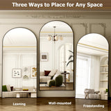 GLSLAND-77 x38 Arched Full Length Mirror - Oversize Floor Mirrors Aluminum Alloy Frame Full Body Dressing Mirror for Bedroom Living Room,Black