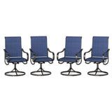 PHI VILLA Swivel Patio Dining Chairs Set of 4, Textilene Mesh Fabric, Blue