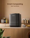 Ouaken 4L Electric Composter for Kitchen, Smart Countertop Compost Bin, Odorless | Low Noise | Auto-Cleaning | Turn Food Waste into Fertilizer, Indoor Food Waste Compost Machine, Black