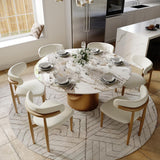 POVISON 59" Round Dining Table Set, Sintered Stone Table with 6 Chairs