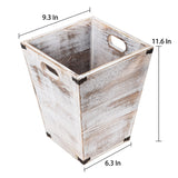 VERGOODR Farmhouse Style Wooden Square Trash Can with Cutout Handles Decorative Metal Wastebaskets for Bedroom,Living Room, Bathroom & Office,Waste Bin Trash bin