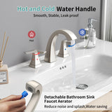 3-Hole Bathroom Sink Faucet - SR SUN RISE NSF Certified 8-inch Brushed Nickel Faucets with Pop-up Drain Assembly, 2 Handles, 2 Water Supply Lines, Widespread Sink Faucet for Vanity, RV, and Bathroom