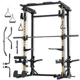 Major Fitness Drone3 Smith Machine, All-in-One Home Gym Power Rack with Cable Crossover, Pull-Up Bars, T-Bar & Squat Station, Heavy-Duty Full-Body Workout for Strength Training (D3SMS-KHA (Rack Only)