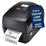 McAuley Labels GoDEX RT700i+ 4” Thermal Transfer Label Printer – 203 DPI Barcode Printer with Color Display – Fast, Reliable Output