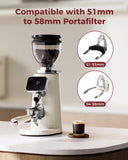 Tuni G3 64mm Flat Burr Coffee Grinder, 100 Grind Settings Electric Espresso Grinder with Single Dose Set | Commercial Grade Precision, Touchscreen | Anti-Static Tech | Stainless Steel (Ivory)