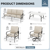 MFSTUDIO 6 Piece Metal Patio Furniture Set with Beige Cushion