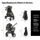 Mompush Ultimate 3 Full-Size Stroller with Bassinet, Newborn to Toddler