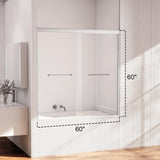 AMAPO Shower Door Double Sliding 60in.W x 60in.H Semi-Frameless Shower Doors,1/4 inch Clear Tempered Glass Door for Walk-in Shower, Brushed Nickel