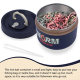 VKVXCLON Fishing Bait Container, Insulated Stainless Steel, Live Bait Storage, Worm Storage Box, Nightcrawler Box, Bait Tank, Compact and Durable,Small and Portable, Keeps Bait Fresh and Alive (Blue)