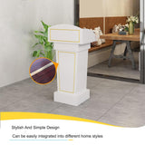 Wooden Curved Lectern, Floor Standing Podium,Teak,+Drawer