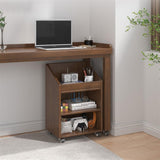 b89PvQuQt Office Cabinet File Cabinet Under Solid Wood Desk, Mobile Storage Side with Wheel, Low Office, Small Bookcase Shelf(White)