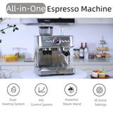 GarveeTech Espresso Machines with grinder, 20 Bar Professional Espresso Maker with Milk Frother & 95 oz Removable Water, Silver