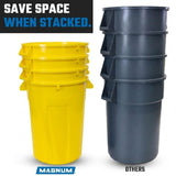 Magnum 44 Gallon Trash Can, High-Vis Yellow, Construction Grade, Heavy Duty Plastic, Jobsite Ready for Handling and Holding Garbage CMTC-C000-44Y02 (2 Pack)