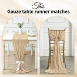 6 Pack Beige Cheesecloth Table Runner 17x108 Inch 9FT Semi Sheer Boho Gauze Table Runners for Wedding Baby Shower Birthday Party Home Bridal Shower Event Decor
