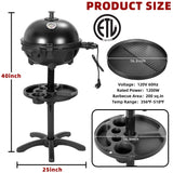 QPMR Electric Grill Outdoor/Indoor,Portable BBQ Grill with Nonstick Surface,200 Square Inches Indoor Electric Barburcue Grill with Adjustable Heat,Stand/Tabletop,for Patio/Yard/Home(Black)