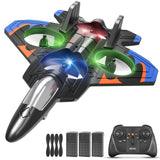 Tubokoro Foam Remote Control Airplanes with 3 Batteries, RC Planes for Kids Adults 8-16, RC Airplane Fighter Jet with Light, 360° Flip Fighter Jet Toys, Stunt Roll, Airplane Toy Gifts for Kids Boys