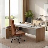 Executive Desk with Storage Cabinet, Modern Office Desk with Side Credenza, Large Manager Desk Workstation for Home Office Business,