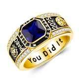 Oseew 2027 Men Graduation Ring High School College Ring (Yellow Gold)