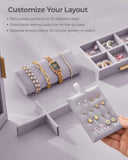 Glimmloop 360° Rotating Jewelry Box with 7 Drawers, Spacious Vertical Jewelry Organizer with Glass Window, Jewelry Storage Case, Dustproof & Moisture-resistant Design, Grey