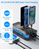 Kepswin Solar Charger Power Bank 49800mAh with 4 Built-in Cables & 3 Foldable Panels, PD22.5W Fast Portable Phone Charger, External Battery Pack with USB-C in/Output & Flashlight for Outdoor Camping