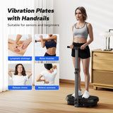 MERACH Vibration Plate Exercise Machine, Vibration Plate for Lymphatic Drainage Weight Loss, Vibrating Plate Exercise Machine with Handrails