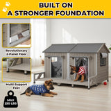 Extra Large Outdoor Wooden Dog House for 2 Dogs, Weatherproof Kennel