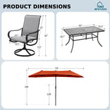 MFSTUDIO Outdoor Dining Set with 13 ft Umbrella for 6, Grey Chairs