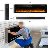 BOSSIN 72 inch Ultra-Thin Silence Linear Electric Fireplace, Recessed Wall Mounted Fireplace, Fit for 2 x 4 and 2 x 6 Stud, 12 Adjustable Flame Color & Speed, Remote Control with 8h Timer