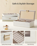 Stackable Jewelry Trays, 4-Tier Jewelry Box, Drawer Jewelry Organizer, with Glass Lid, Removable Dividers SONGMICS