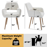 Furry Desk Chair, Comfy Armchair with Faux Fur for Teen Girls, White, 2PCS