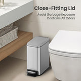 Cesun Small Bathroom Trash Can with Lid Soft Close, Step Pedal, 6 Liter