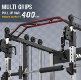 DONOW Smith Machine with Weight Stacks, Power Cage Home Gym System with LAT Pulldown Cable Crossover Multi-Functional Trainer with Dual Pulley System with Weight Bench Cast Iron Weight Plates 240lbs