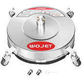 WOJET 16" Stainless Steel Pressure Washer Surface Cleaner, Professional Grade Power Washer Surface Cleaner Attachment for Concrete Driveway, Patio, Deck, Sidewalk, Fits Gas & Electric Washers 4500 PSI