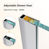 SUNNY SHOWER 32" W x 74" H Walk In Shower Door 5/16" Tempered Shower Glass Door Frameless Shower Glass Door with Support Bar, Chrome Finish