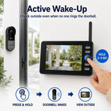 TKMARS Doorbell Camera Wireless No Subscription with Monitor Screen, Waterproof Video Intercom with Active Wake-Up, No WiFi Needed, 170° Angle, Local Recording for Home/Apartment/Seniors